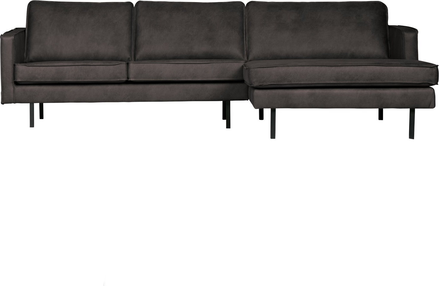 Loungesofa Woood Rodeo 300 Højrevendt Chaiselong Sort Ecoleather Kunstlæder