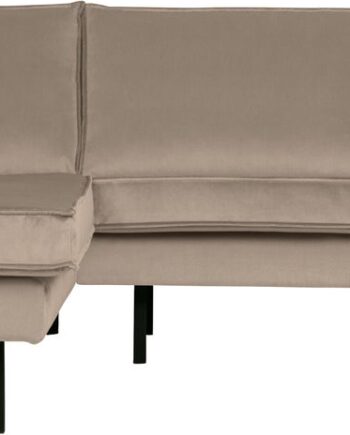 Loungesofa Woood Rodeo 300 Khaki Velour Venstrevendt Chaiselong Metalben