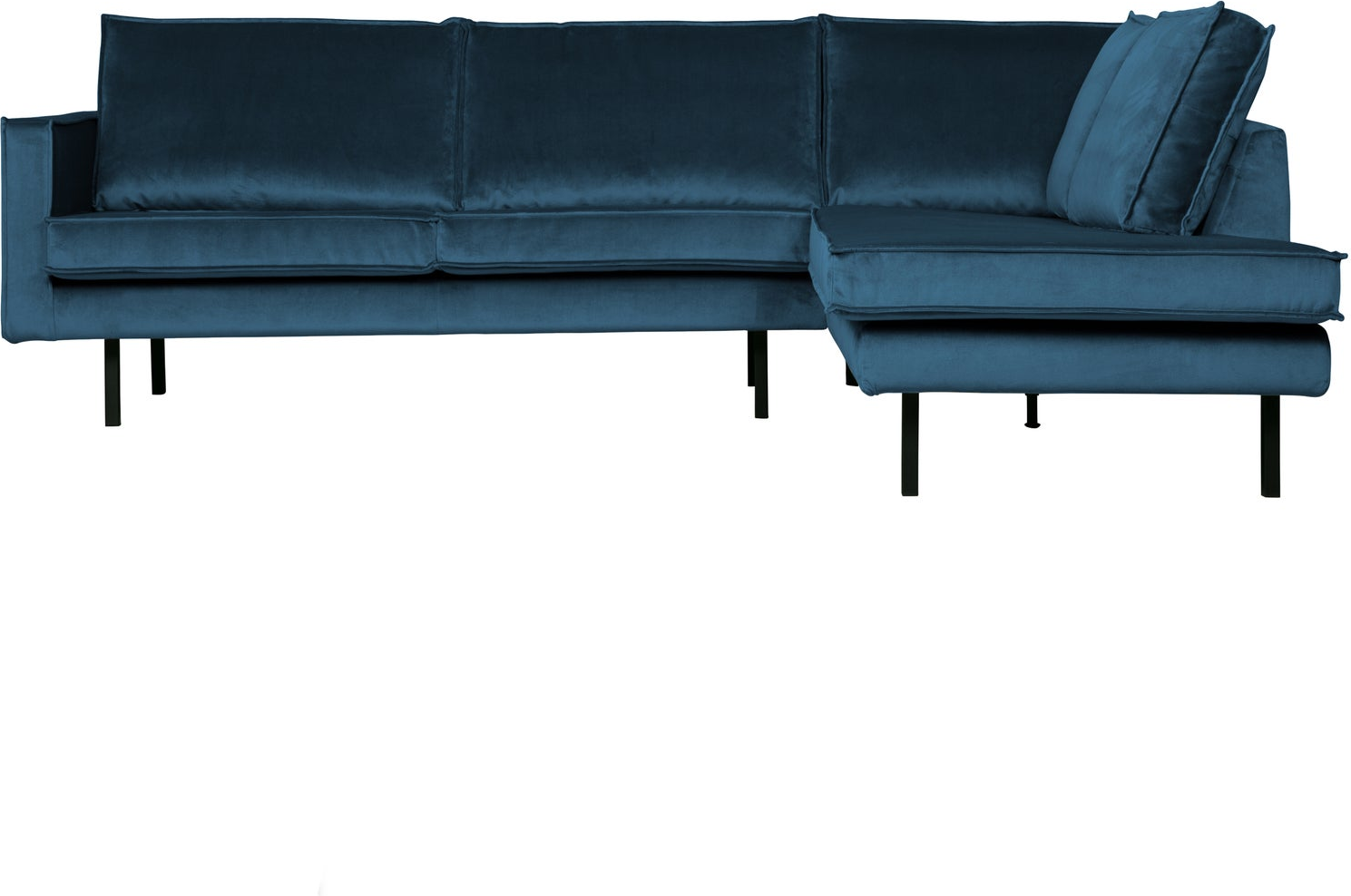 Loungesofa Woood Rodeo Hjørnesofa Blå Velour 266x213 Højre Chaiselong