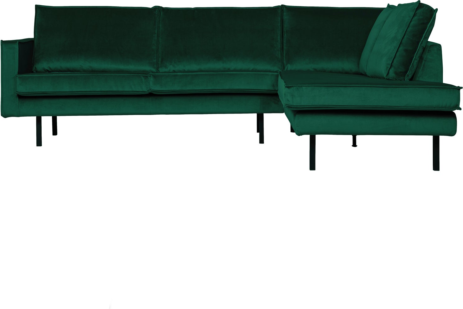 Loungesofa Woood Rodeo Hjørnesofa Højrevendt Skovgrøn Velour 100 Polyester Fast Sæde H85 B266 D213
