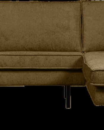 Loungesofa Woood Rodeo Højrevendt Chaiselong 300 Bred Guldfarvet Strukturvelour Fast Komfort