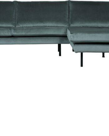 Loungesofa Woood Rodeo Højrevendt Chaiselong Sæders Tealblå Velour Med Metalben
