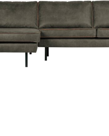 Loungesofa Woood Rodeo Venstrevendt Chaiselong 300 Ecoleder Armygrøn