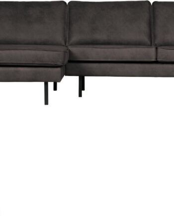 Loungesofa Woood Rodeo Venstrevendt Chaiselong 300 Sort Ecoleather Kunstlæder Metalstel Fast Komfort