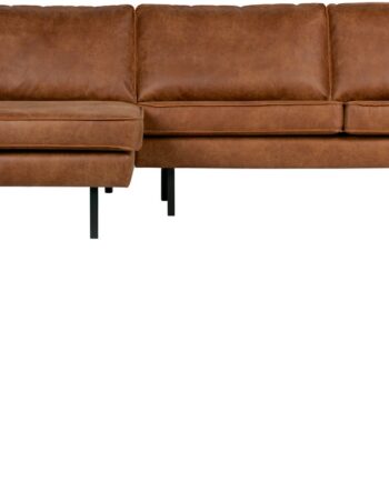 Loungesofa Woood Rodeo Venstrevendt Chaiselong 300x155 Cognac Ecoleather Kunstlæder