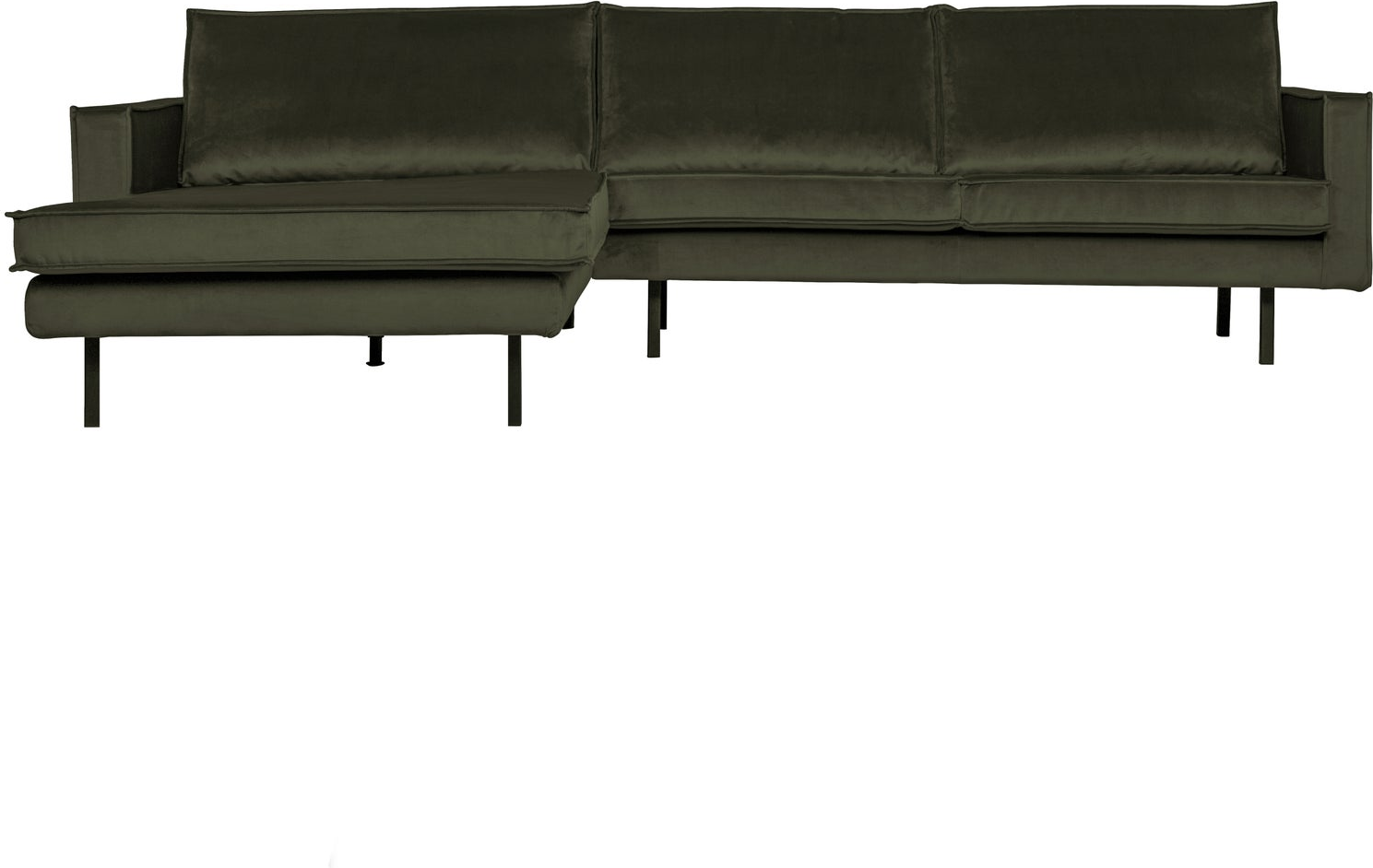 Loungesofa Woood Rodeo Venstrevendt Chaiselong 300x155 Mørkegrøn Velour