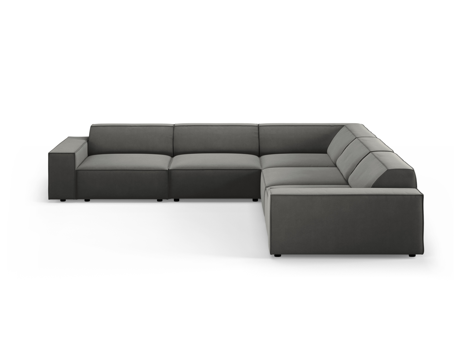 Micadoni Jodie Symmetrisk Pers Hjørnesofa Lysegrå Imiteret Fløjl Stof Sort Plast
