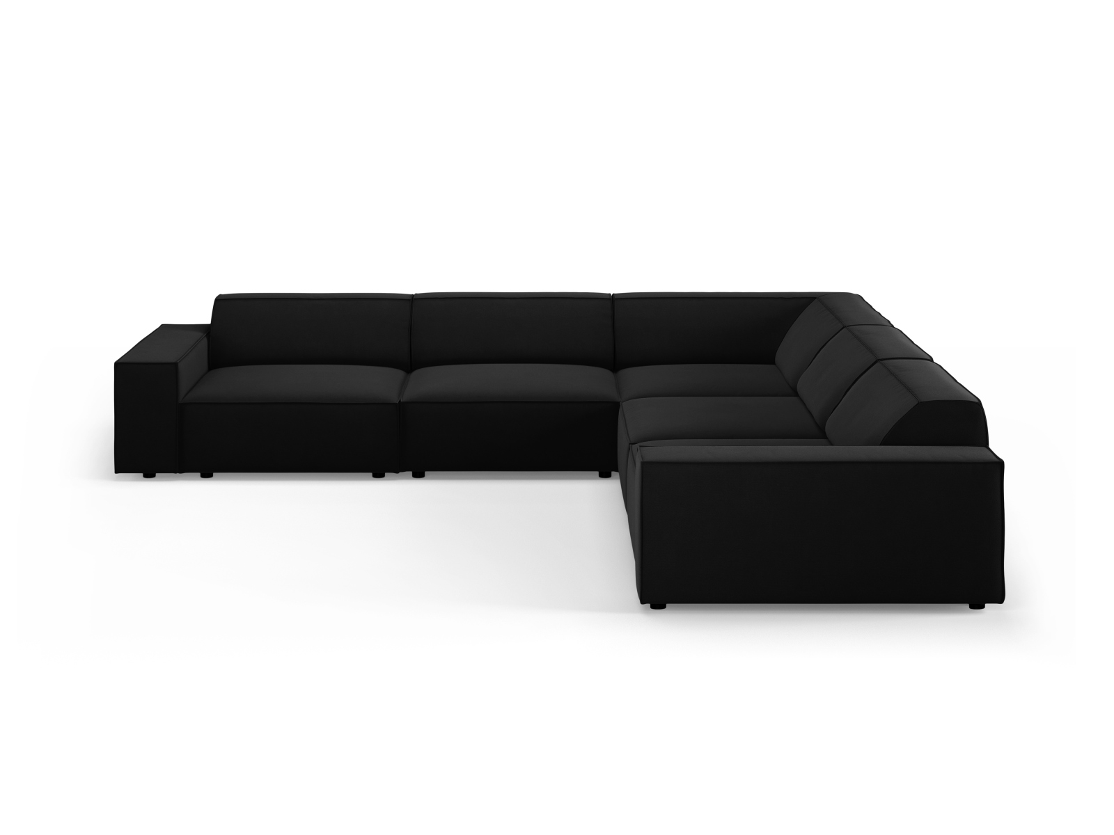 Micadoni Jodie Symmetrisk Pers Hjørnesofa Sort Imiteret Fløjl Stof Sort Plast