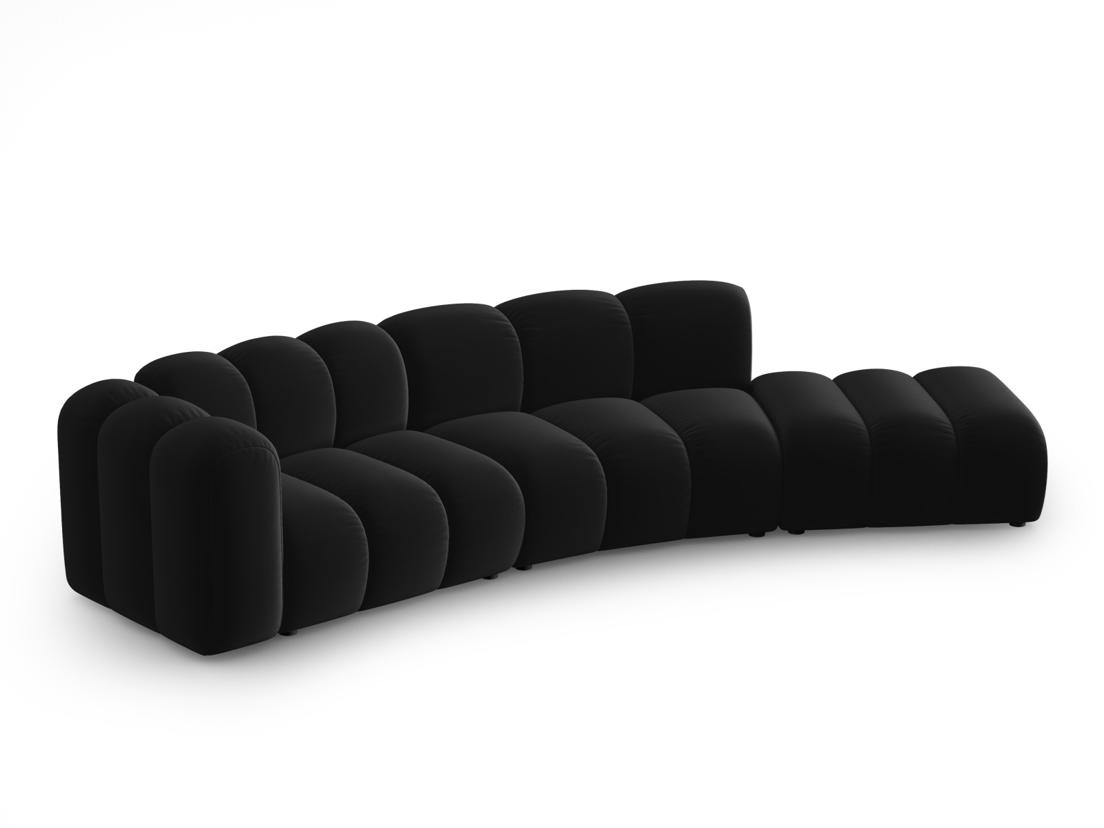 Micadoni Lupin Modul Sofa Højre Sæder Sort Fløjl Sort Plast