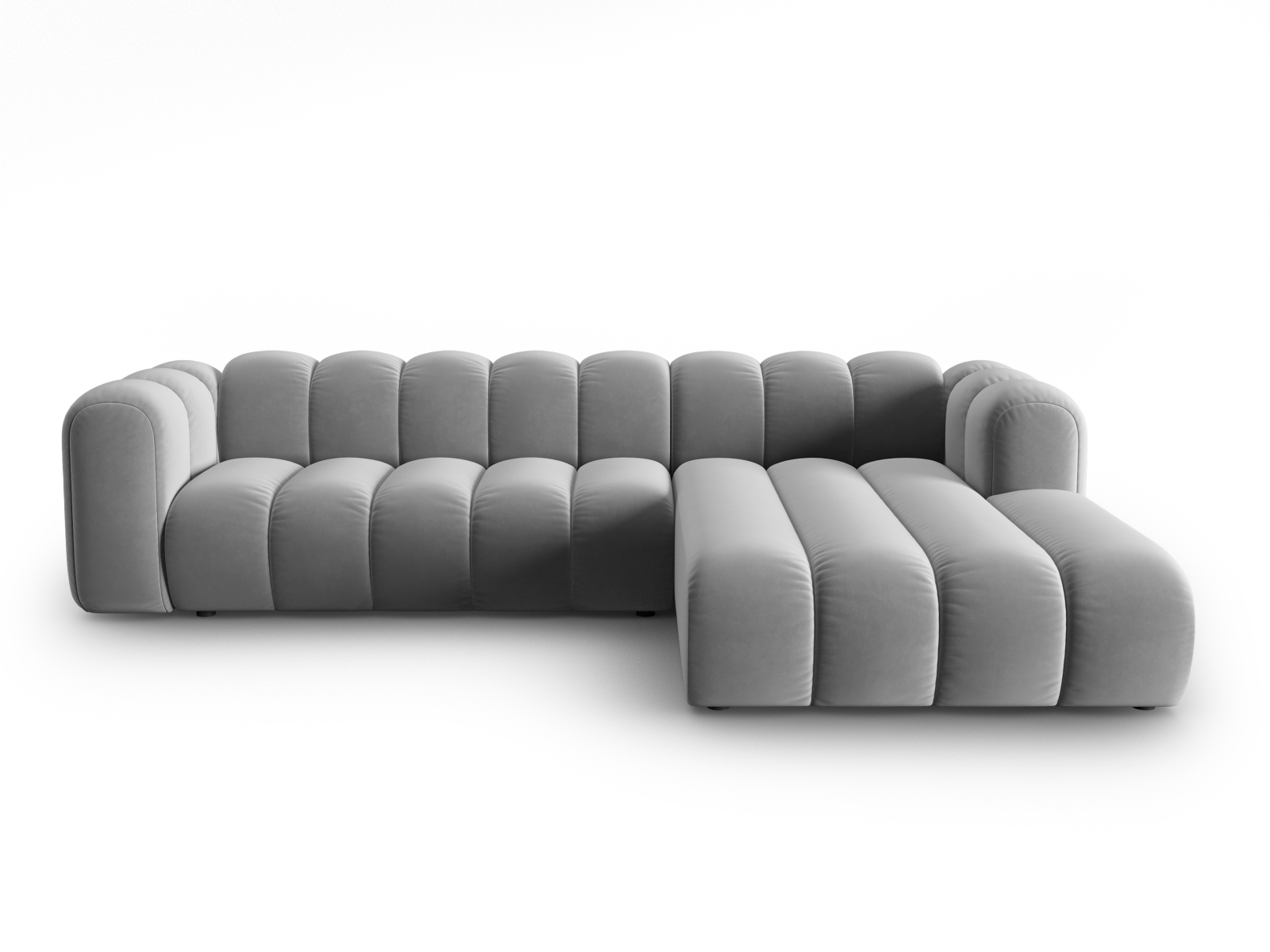 Micadoni Lupin Modular Pers Hjørnesofa Højre Grå Fløjl Stof