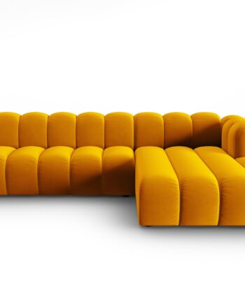 Micadoni Lupin Modular Pers Hjørnesofa Højre Gul Fløjl Stof