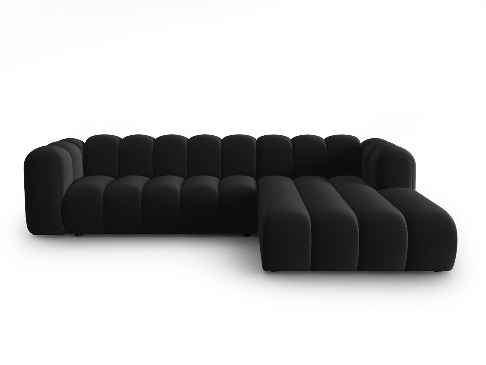 Micadoni Lupin Modular Pers Hjørnesofa Højre Sort Fløjl Stof