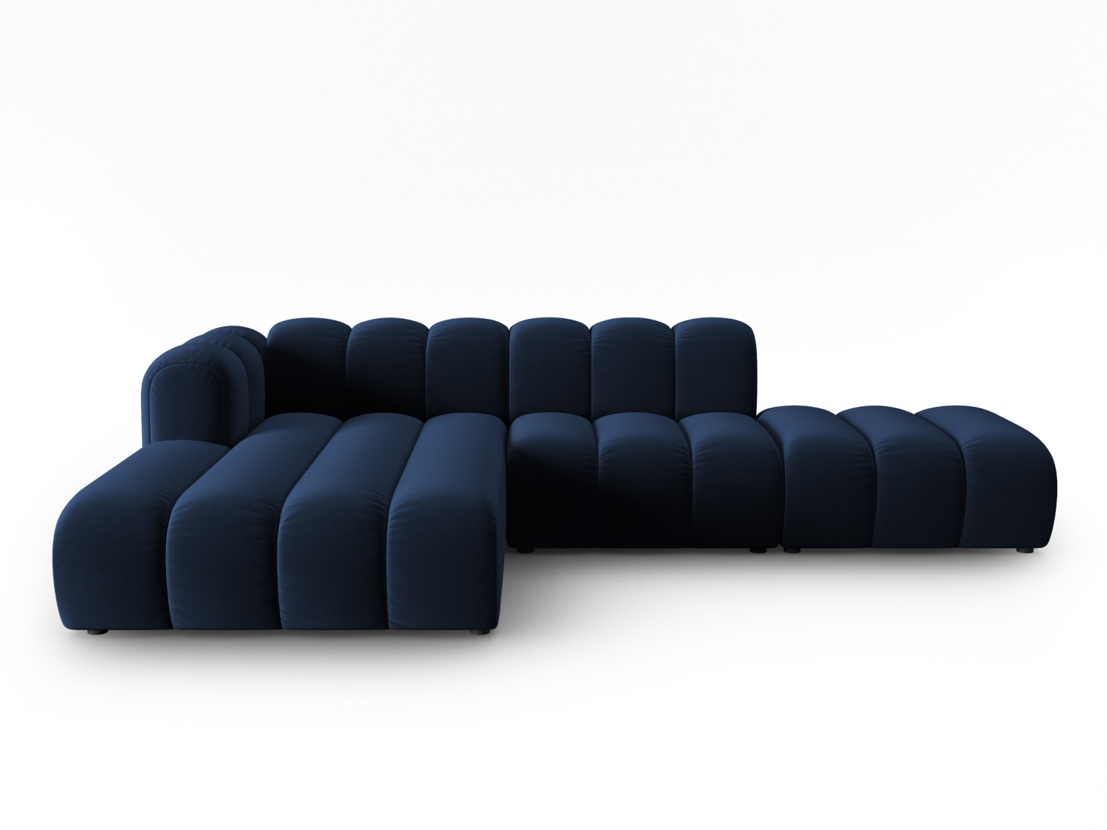 Micadoni Lupin Modular åben Hjørnesofa Venstre Sæder Blå Fløjl Sort Plast