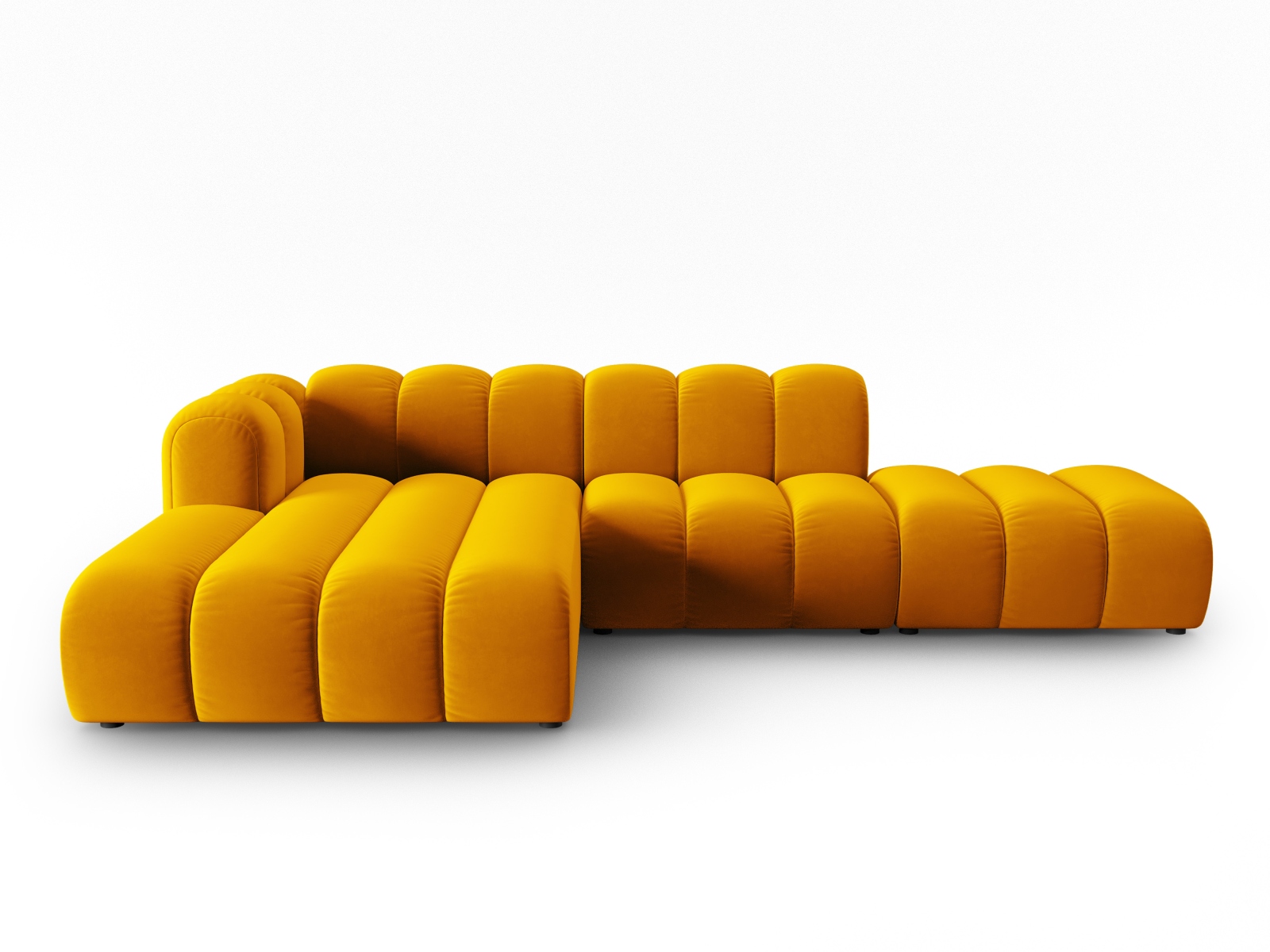 Micadoni Lupin Modular åben Hjørnesofa Venstre Sæder Gul Fløjl Sort Plast