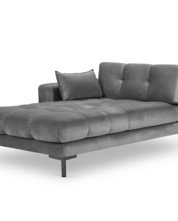 Micadoni Mamaia Chaiselong Venstre Grå Fløjl Sort Metal 185x102x75