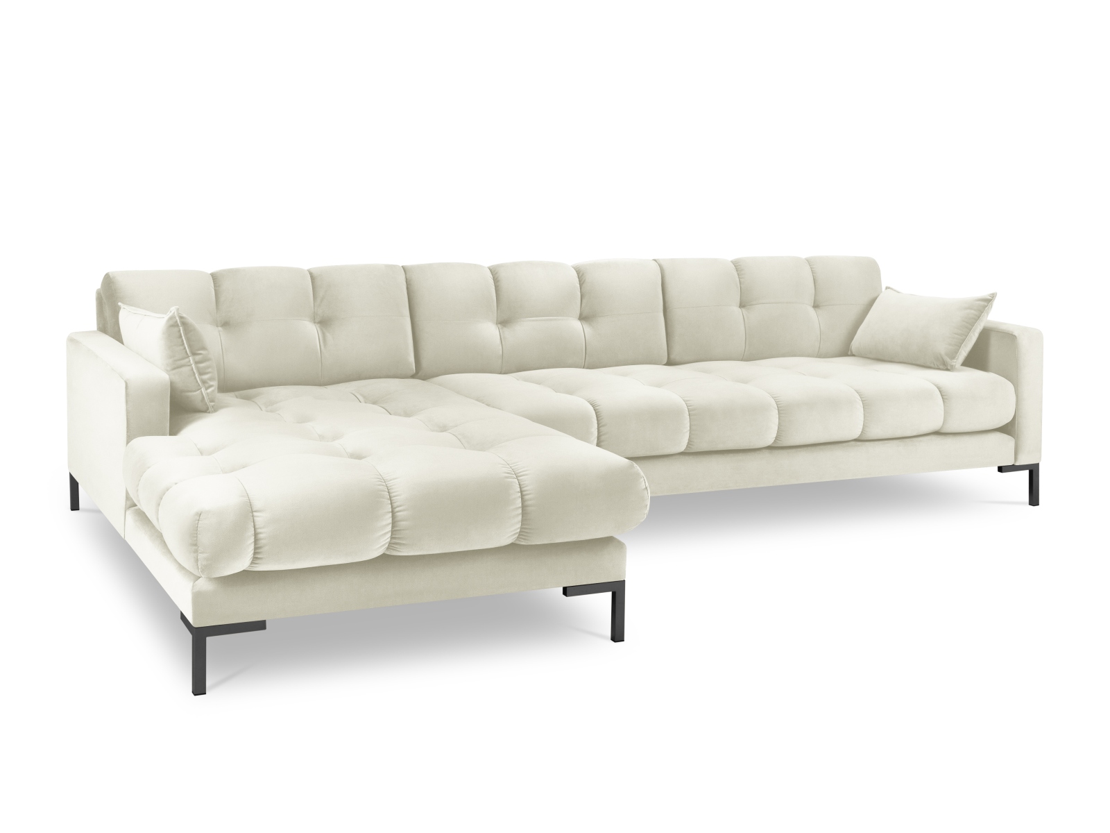Micadoni Mamaia Hjørnesofa Venstre Sæder Beige Fløjl Sort Metal