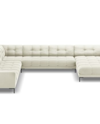 Micadoni Mamaia Pers Hjørnesofa Venstre Lys Beige Fløjl Stof Sort Metal