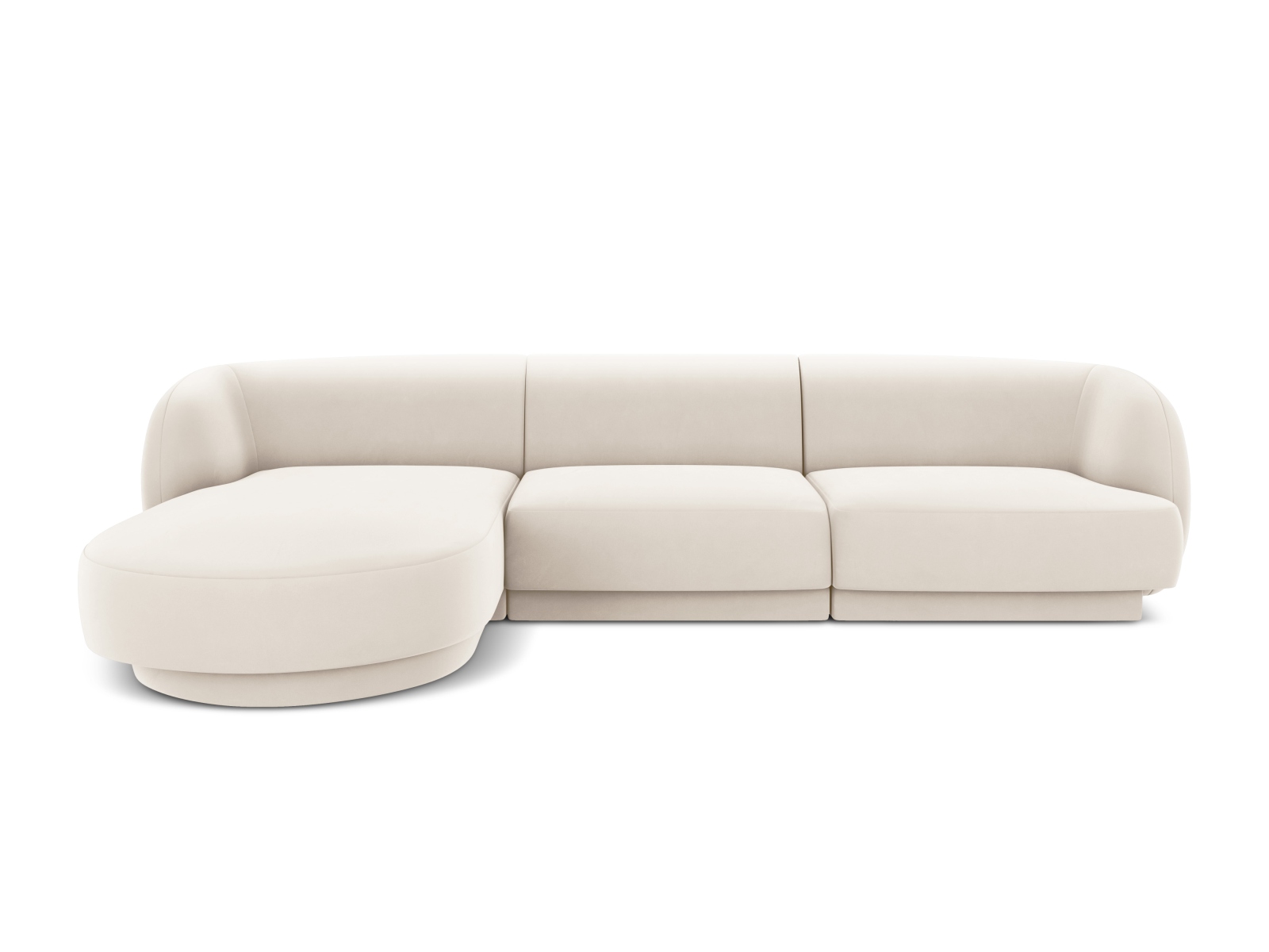 Micadoni Miley Hjørnesofa Venstre Sæder Beige Fløjl Sort Plast