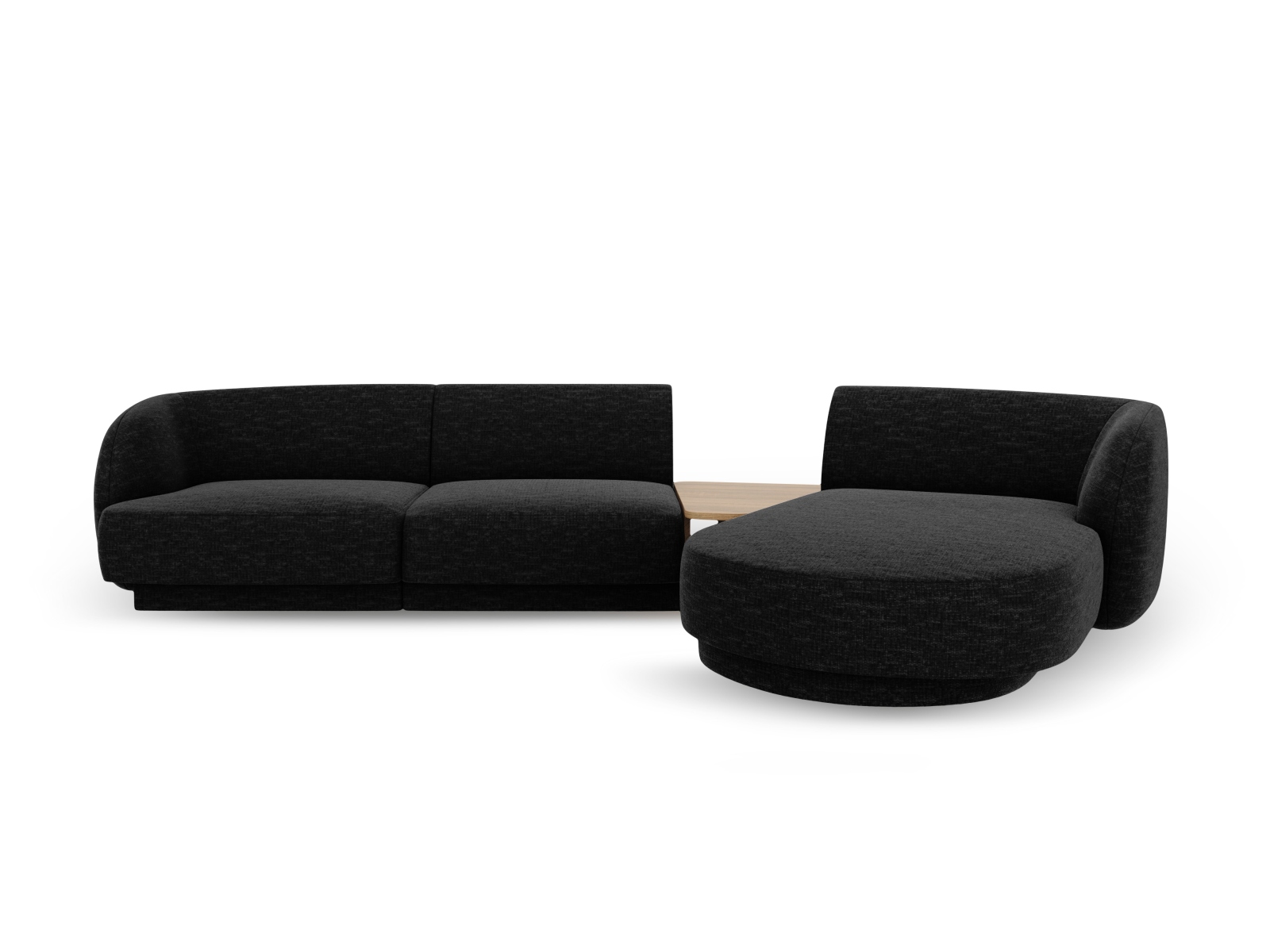 Micadoni Miley Pers Modulær Hjørnesofa Højre Sofabord Sort Chenille