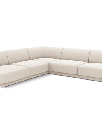Micadoni Miley Symmetrical Hjørnesofa Sæder Beige Fløjl Sort Plast