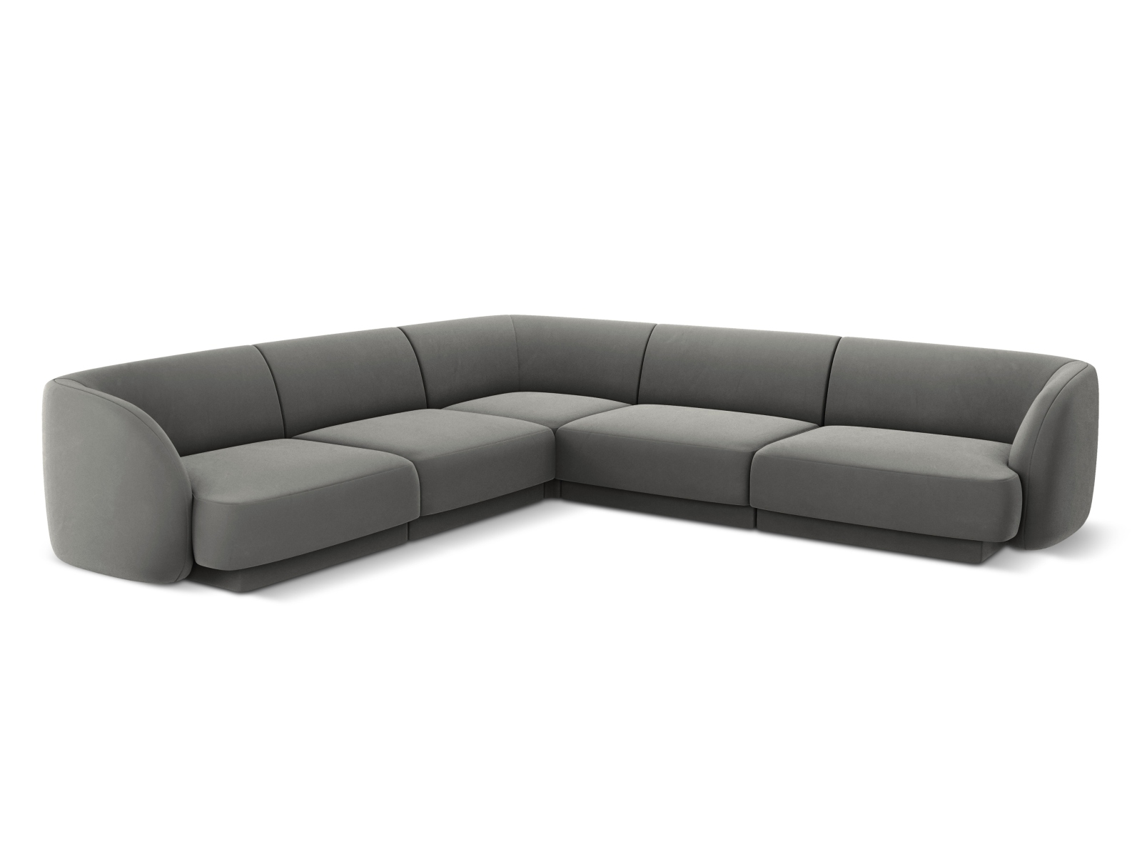 Micadoni Miley Symmetrical Hjørnesofa Sæder Grå Fløjl Sort Plast