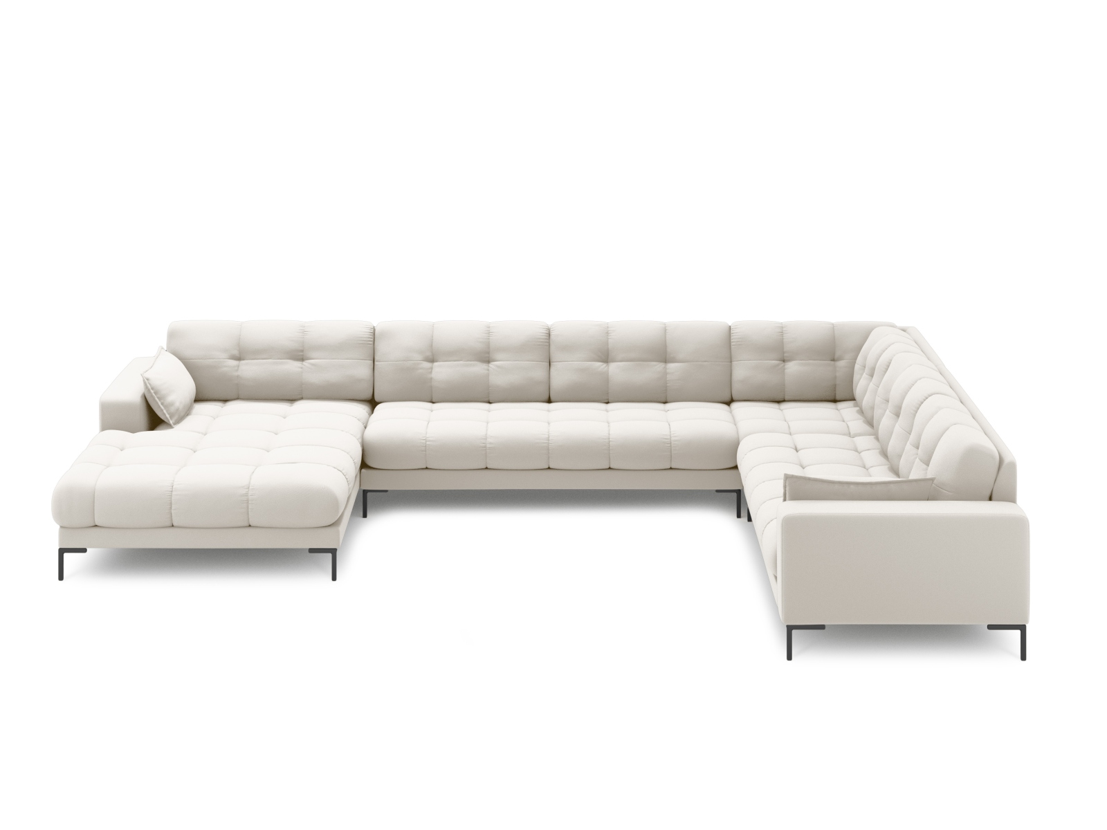Micadoni Panoramisk Mamaia Pers Hjørnesofa Højre Lys Beige Struktur Stof Sort Metal
