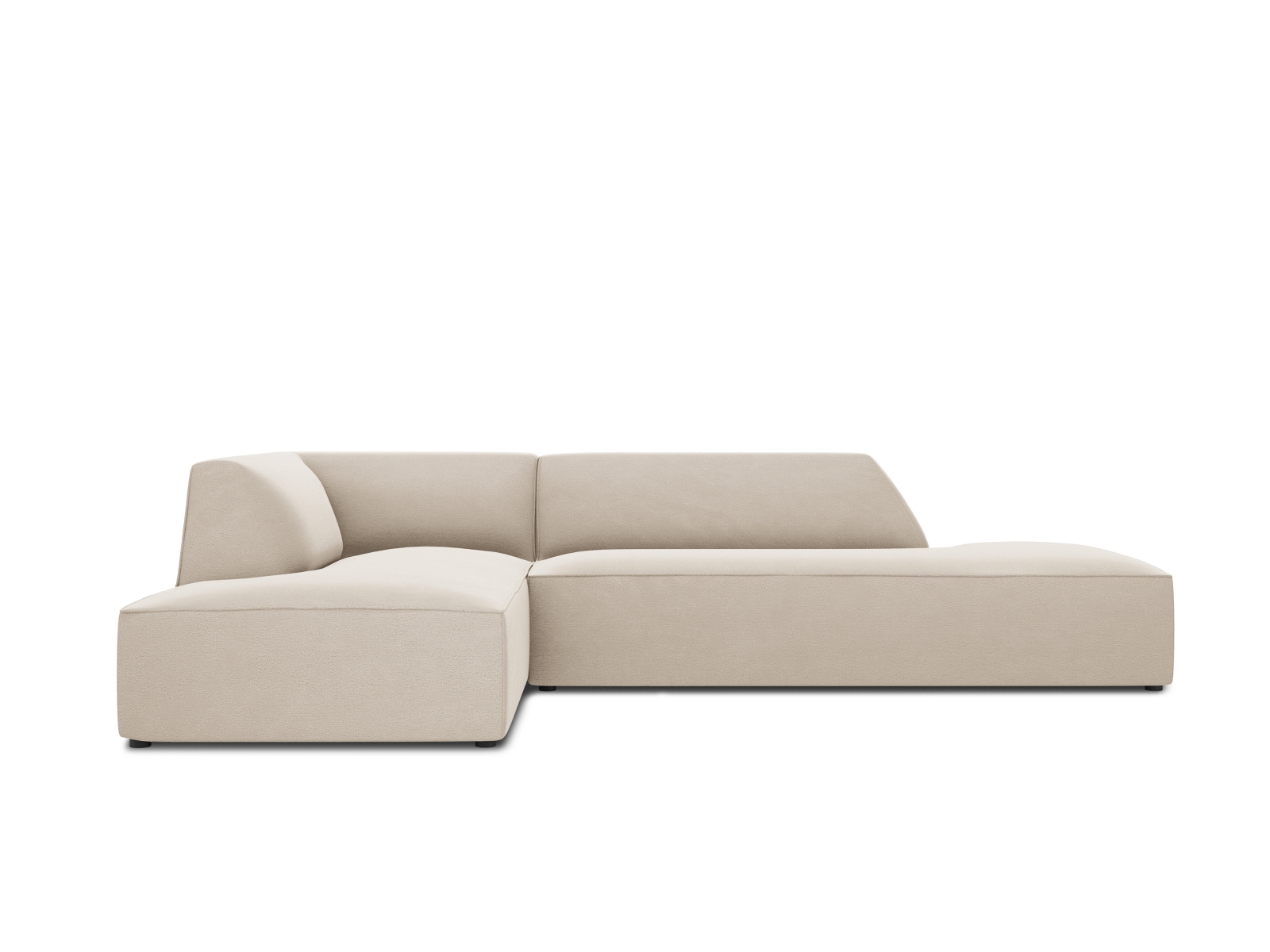 Micadoni Ruby Hjørnesofa Venstre Sæder Beige Fløjl Sort Plast