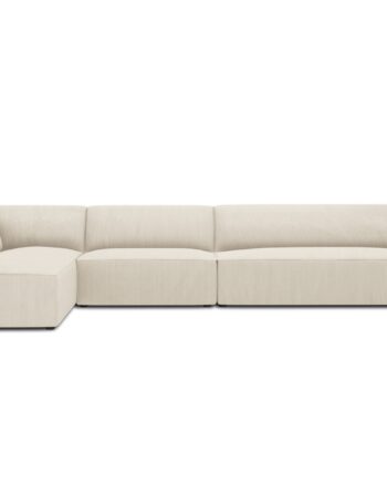Micadoni Ruby Modul Hjørnesofa Venstre Sæder Beige Corduroy Fløjl Sort Plast