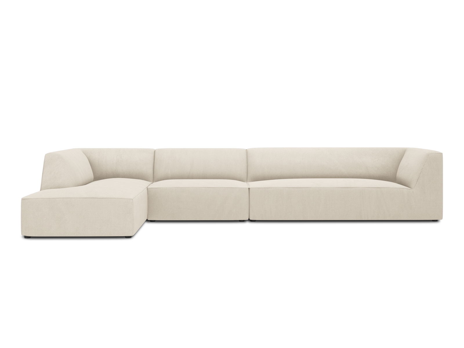 Micadoni Ruby Modul Hjørnesofa Venstre Sæder Beige Corduroy Fløjl Sort Plast