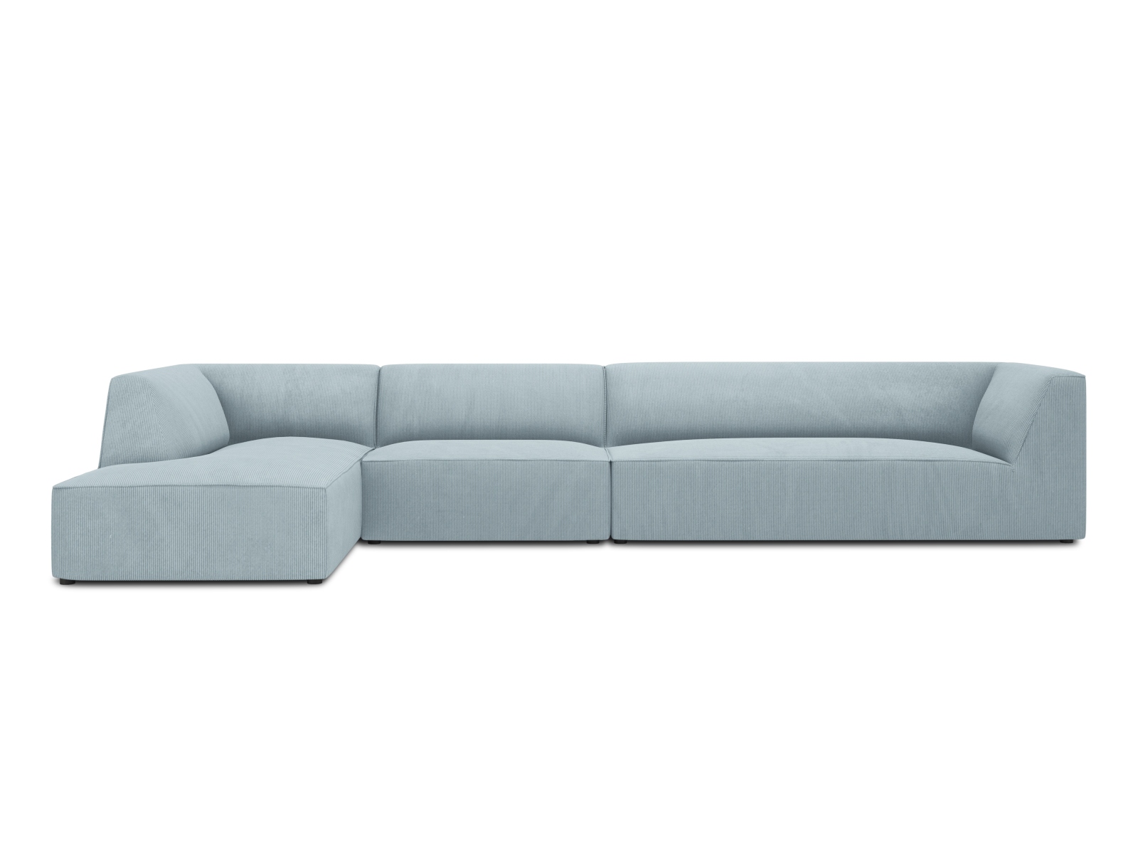 Micadoni Ruby Modul Hjørnesofa Venstre Sæder Blå Corduroy Fløjl Sort Plast