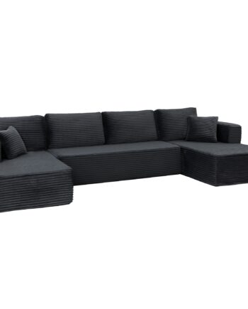 Modulær Formet Sofa Med Chaiselonger Corduroy Sovesofa Med Højdensitetsskum Fjedrebetræk Mørkegrå