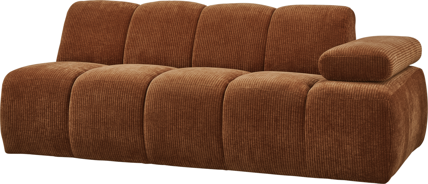 Modulsofa Sofa Personers Woood Mojo Ribstof Rustbrun Højre Armlæn