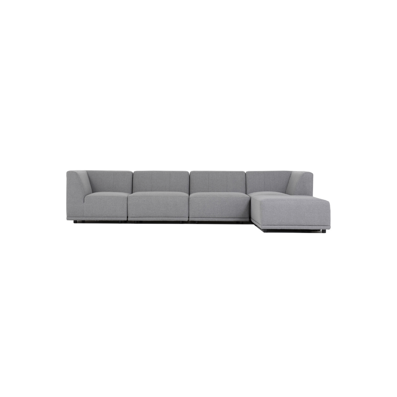 New York Hjørnesofa Med Chaiselong Fem Moduler Lysegrå Polyester Stof Sort Plastik