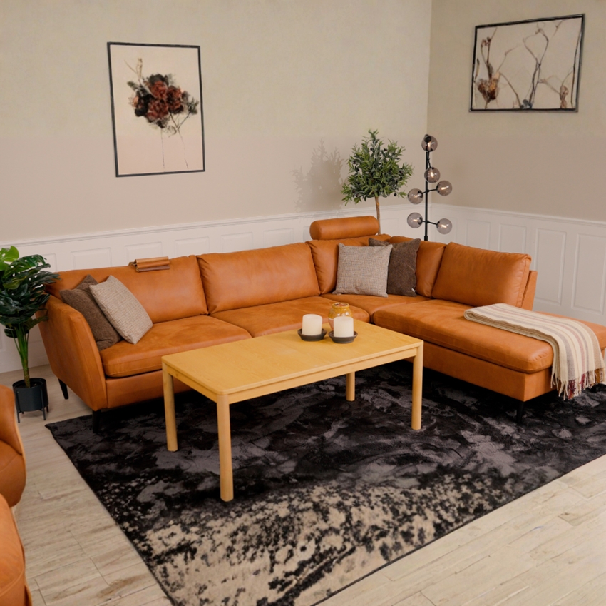 Nordic Design Jakob Sofa Med Venstrevendt Chaiselong Cognac Møbelsalg