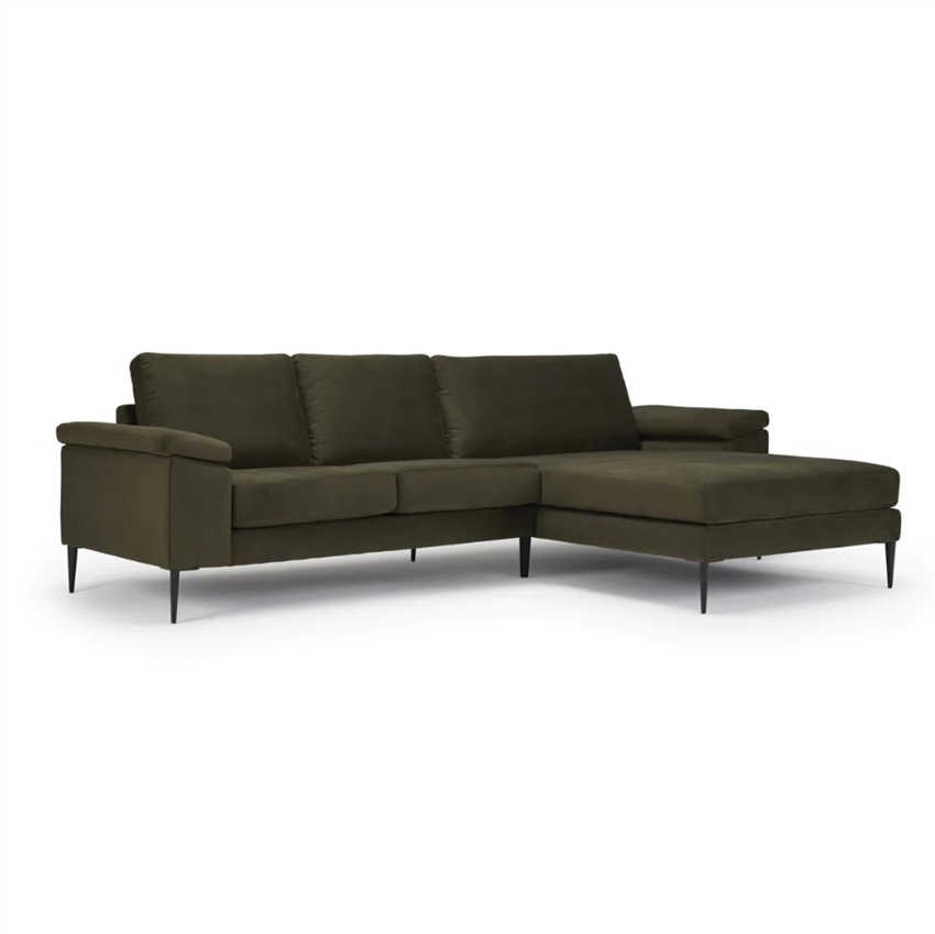 Nordly Lyon Personers Sofa Chaiselong Grønt Stof 268 Møbelsalg