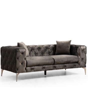 Nordvrk Como Pers Sofa Antracitgrå Polyester Stof Forkromet Metal