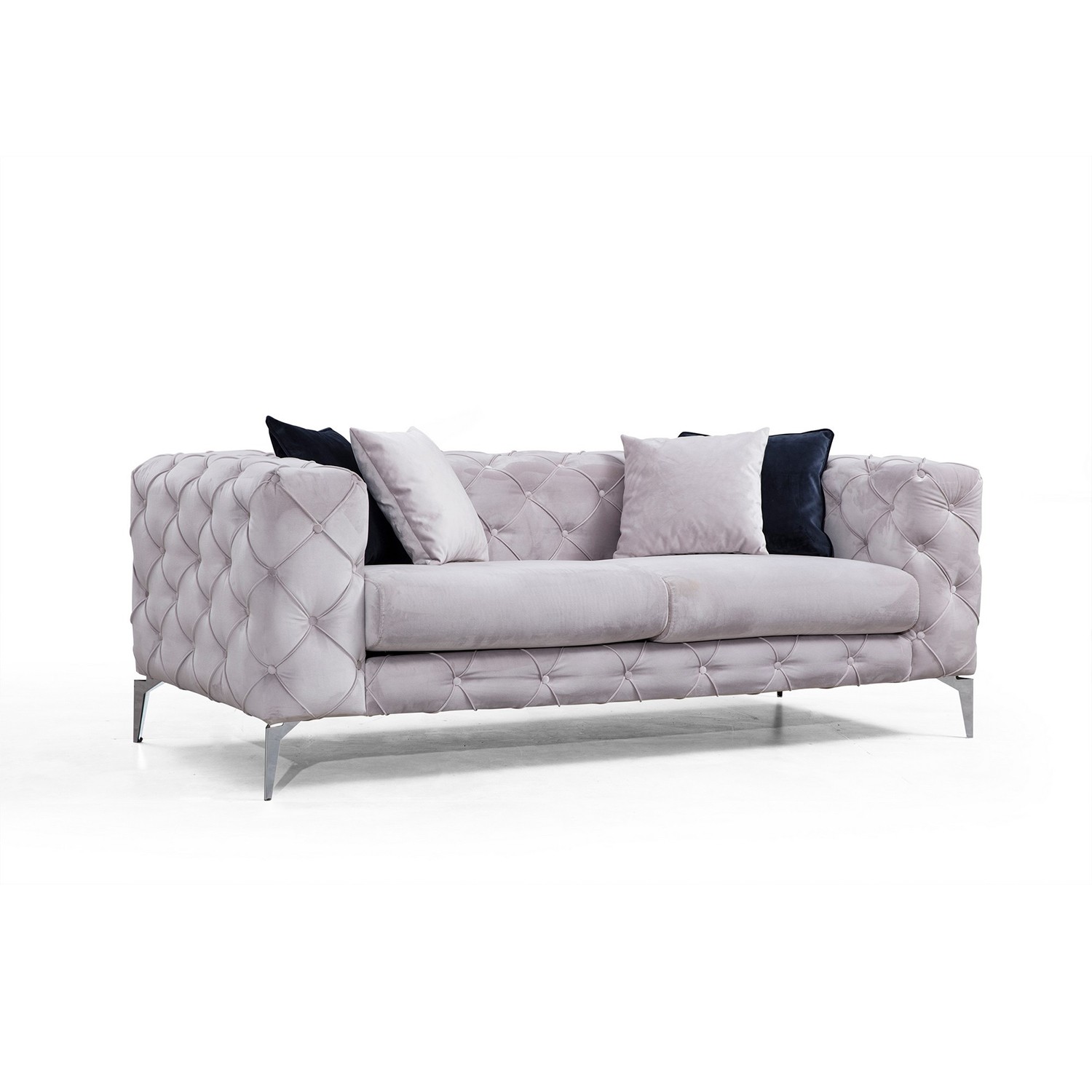 Nordvrk Como Pers Sofa Lysegrå Polyester Krom Metal
