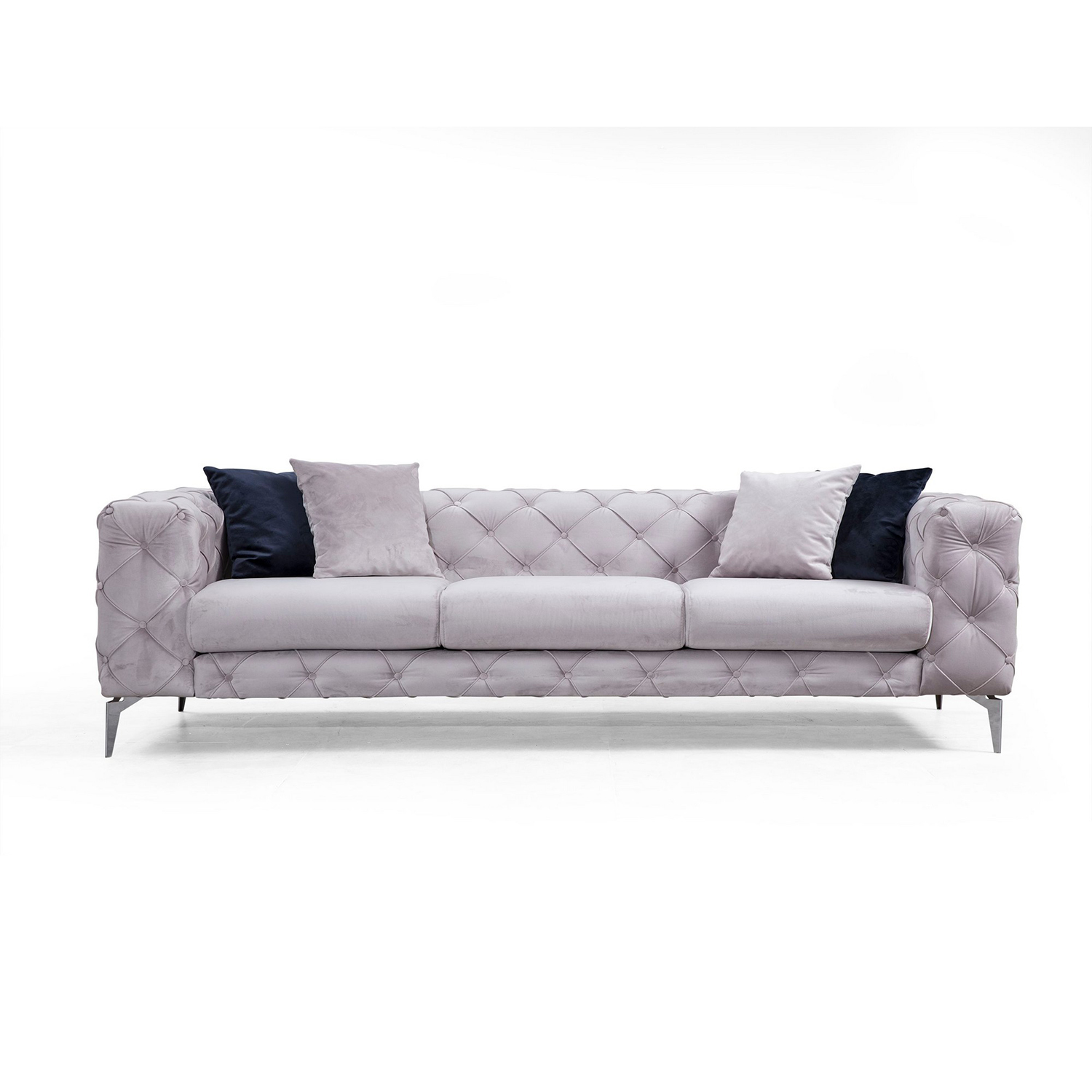 Nordvrk Como Pers Sofa Lysegrå Polyester Stof Forkromet Metal