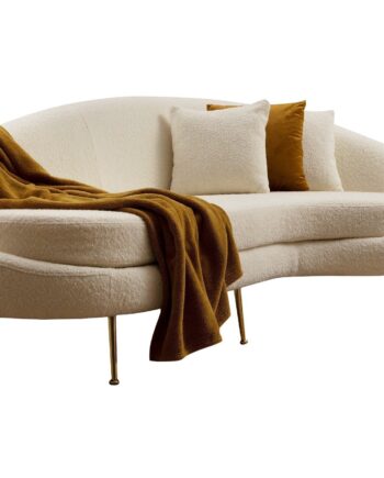 Nordvrk Eses Bouclett Pers Sofa Creme Polyester Stof Guld Metal