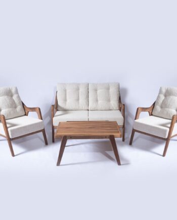 Nordvrk Myc01 Udendørs Loungesæt Bord Sofa Stole Creme Hynder Brun Valnøddetræ