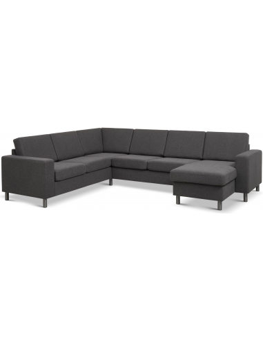 Panset Hjørnesofa Med Chaiselong Polyester B295 D230 Børstet Alugrå Antracit