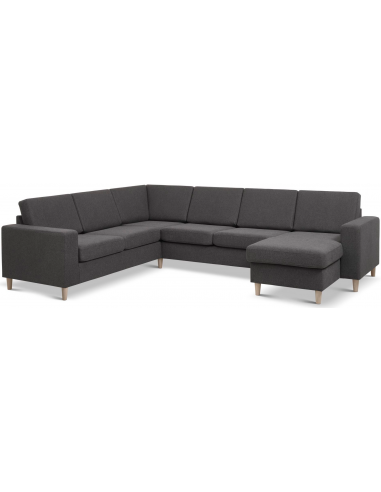 Panset Hjørnesofa Med Chaiselong Polyester B295 D230 Natur Antracit