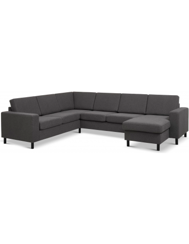 Panset Hjørnesofa Med Chaiselong Polyester B295 D230 Sort Antracit