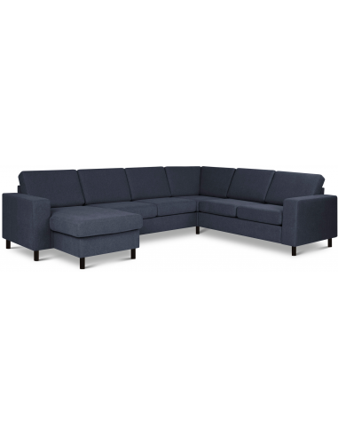 Panset Hjørnesofa Med Chaiselong Polyester B295 D230 Sort Blå