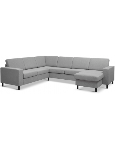 Panset Hjørnesofa Med Chaiselong Polyester B295 D230 Sort Grå