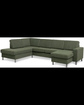 Panset Sofa Polyester B295 D197 Børstet Alugrå Mosgrøn