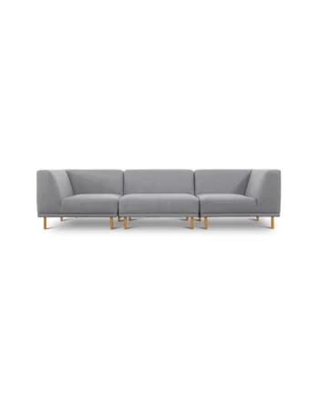 Paris Pers Sofa Tre Moduler Lysegrå Polyester Stof Natur Egetræ