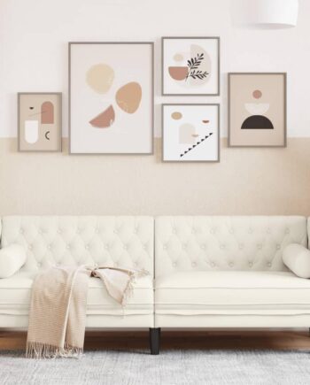 Personers Chesterfield Sofa Fløjl Med Bolsterpuder Cremefarvet