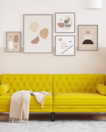Personers Chesterfield Sofa Fløjl Med Bolsterpuder Gul