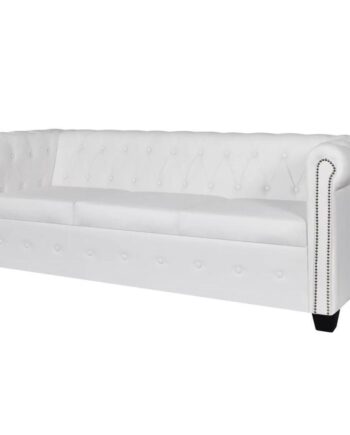 Personers Chesterfield Sofa Hvidt Kunstlæder